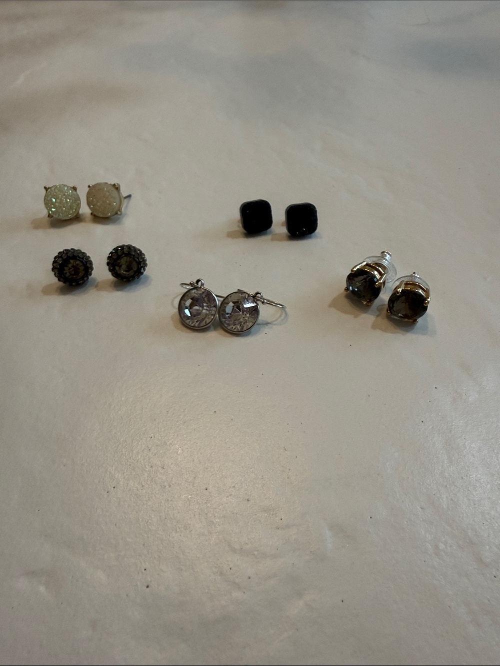 Mixed Women's Earring Set - Black, White, Silver, Brown